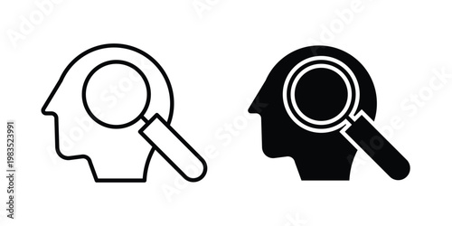 Self research icon outline pictogram. Flat Symbols.