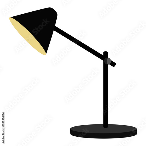 Modern desk lamp isolated flat vector illustration black adjustable table light