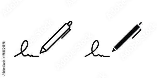 Signature icon outline pictogram. Flat Symbols.