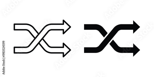 Shuffle arrow icon outline pictogram. Flat Symbols.