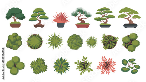 Colorful collection of stylized four-leaf clovers and shamrocks in various shades of green and red Vector