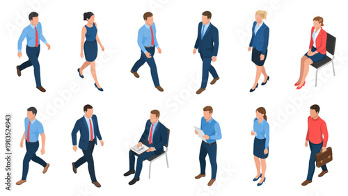 Diverse group of business professionals walking in various directions Vector