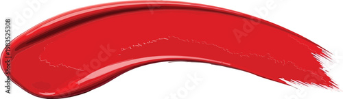 Bright red lipstick smudge and paint stroke isolated on transparent background