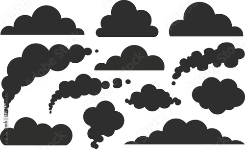 Black cloud silhouettes a collection of atmospheric weather formations