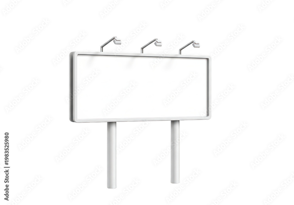 Obraz premium A large empty horizontal billboard structure featuring three overhead lights for evening illumination