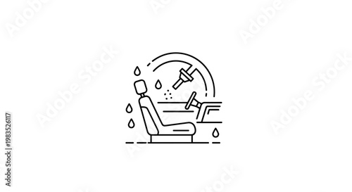 Car Interior Washing and Detailing Line Icon
