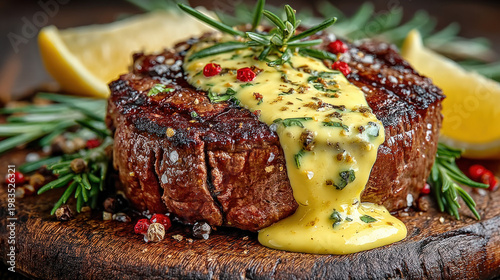 A grilled steak with a gene...