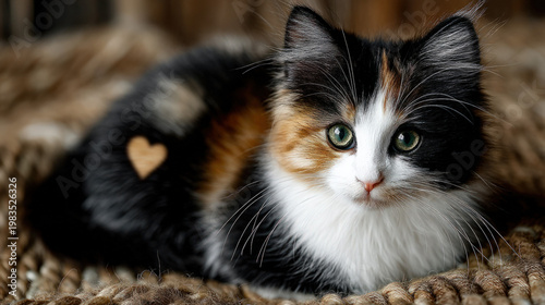 A kitten with a heart-shape...