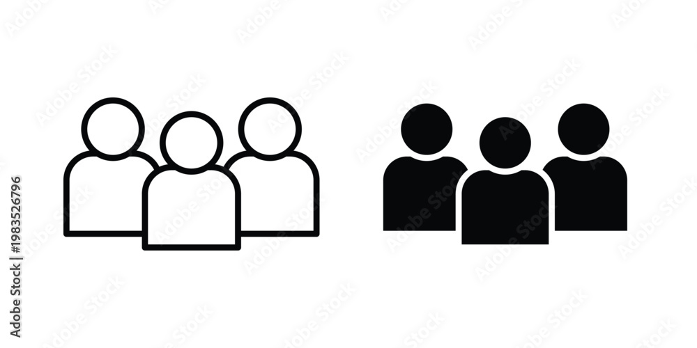 Fototapeta premium Team icon outline pictogram. Flat Symbols.