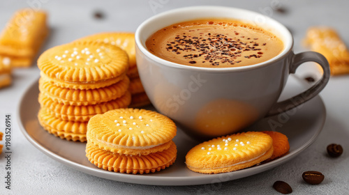 Coffee and biscuit isolated...