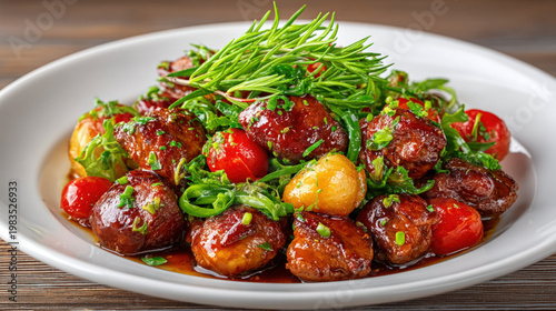 Cooked chicken gizzard on a...