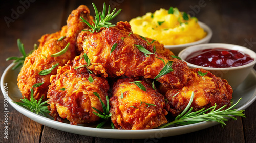 Fried chicken served with m...