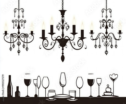 dinner silhouette , black a...