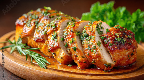 Sliced smoked chicken breast