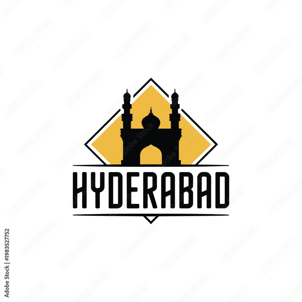 Obraz premium Hyderabad logo featuring the charminar monument in a geometric design