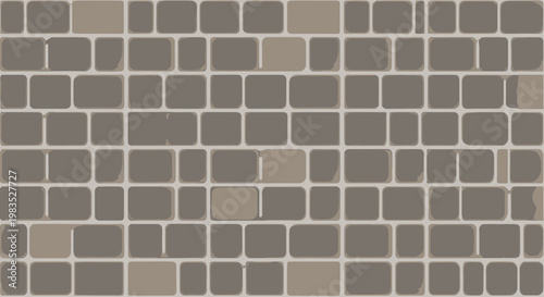 A seamless pattern of rounded rectangular bricks in shades of brown and gray