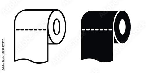 Toilet paper roll icon outline pictogram. Flat Symbols.