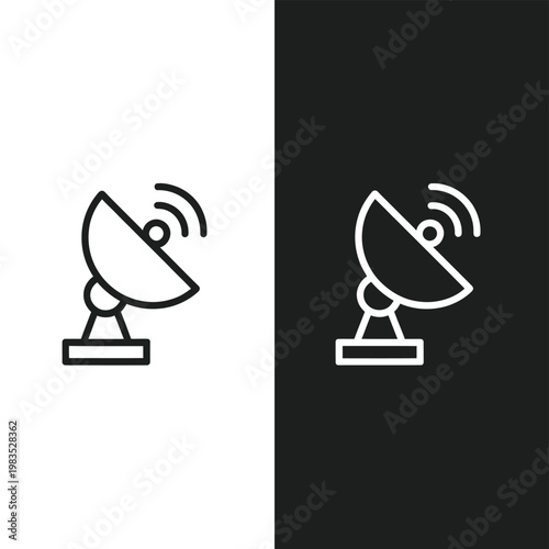 Satellite dish icon displayed in white against black and vice versa