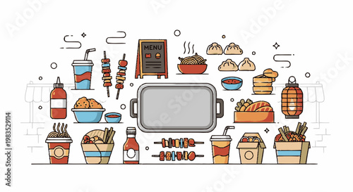 Colorful illustration of various foods.