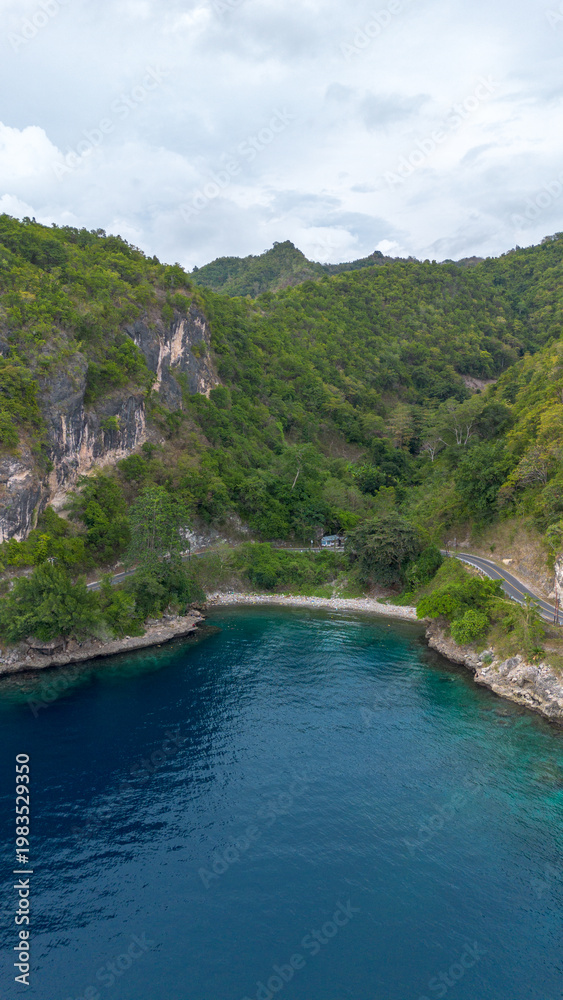 Fototapeta premium Aerial View of Coastal Road and Ocean