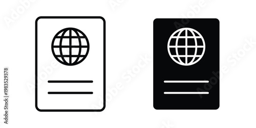 Visa icon outline pictogram. Flat Symbols.