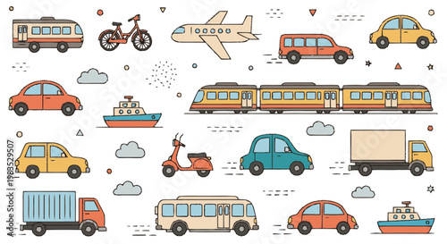 Various types of vehicles on road.