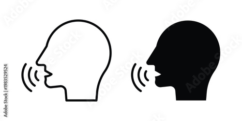 Voice recognition icon outline pictogram. Flat Symbols.