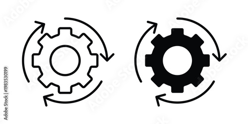 Workflow process icon outline pictogram. Flat Symbols.