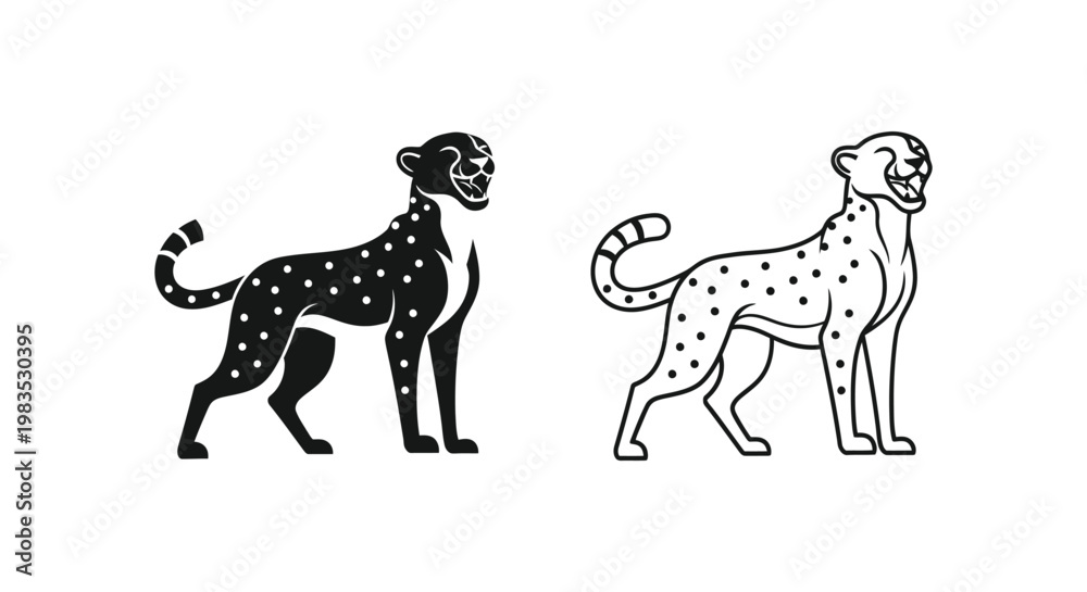 Fototapeta premium Black and White Animal Silhouette Vector Icons Design Vector
