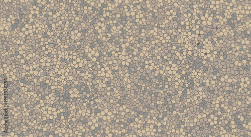 Photos A dense pattern of overlapping beige, grey, and tan circles and flower shapes
