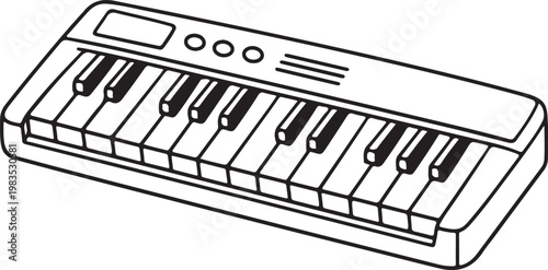 Electric Synthesizer Line Drawing Music Instrument Concept Illustration