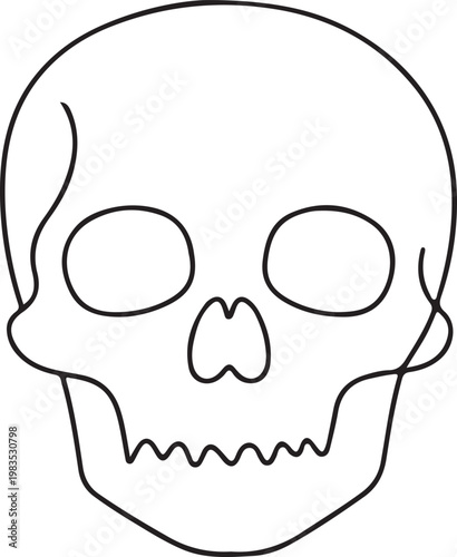 Minimalist human skull line drawing illustration for anatomy and cranium sketch concept