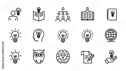 Collection of icons representing various professions, activities, and abstract concepts Vector