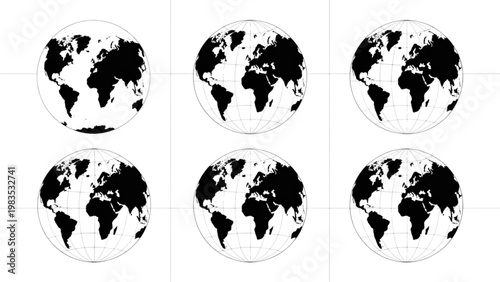 Collection of world maps with varying degrees of political and geographical detail Vector