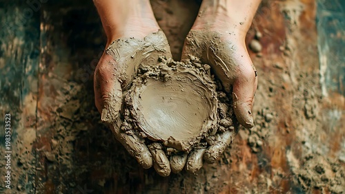 Hands holding a raw clay creation, a potter's craft