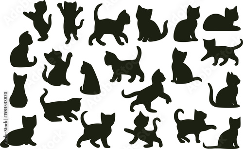 Professional kitten silhouette  vector set with , perfect for animal icons, pet logos, and digital design use.