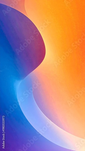 Abstract gradient background with smooth curves in vibrant blue and orange tones