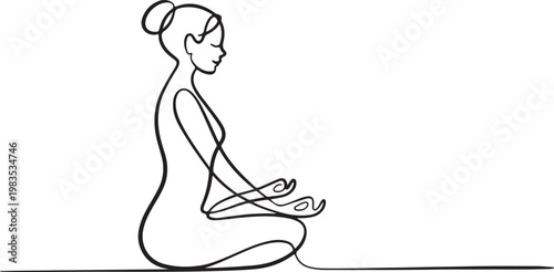 Continuous Line Drawing of Woman Meditating meditation