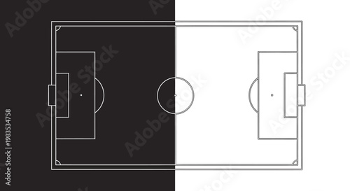 Soccer field illustration with markings.