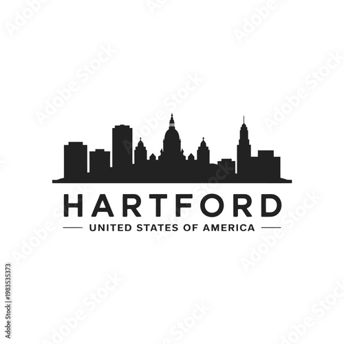 Hartford skyline silhouette with city name and country designation