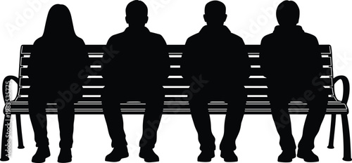 People sitting on bench silhouette.