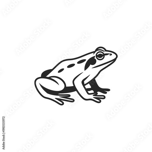 Konstfotografi A black and white illustration of a spotted frog in profile view