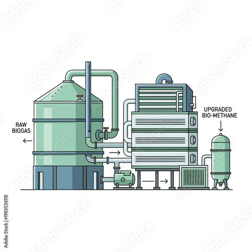 Biogas Upgrading Plant: Raw Biogas to Upgraded Bio-Methane Conversion Process