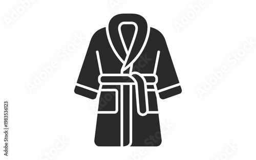 Simple black silhouette of a traditional kimono style bathrobe