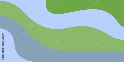 Abstract Wavy Background with Organic Fluid Shapes in Green and Blue Tones