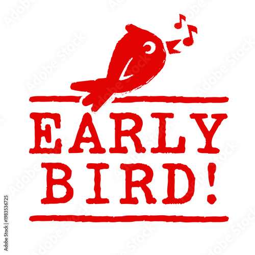 Early bird stamp with bird icon