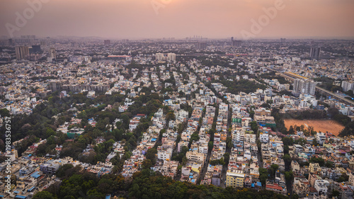 Canvastavla Aerial view of traffic congestion at Silk Board junction in Bangalore, highlight