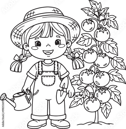 Cute cartoon illustration of a smiling little girl and boy with sweet flowers in a vector art style celebrating childhood happiness and love