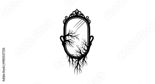 A surreal illustration of a broken mirror.