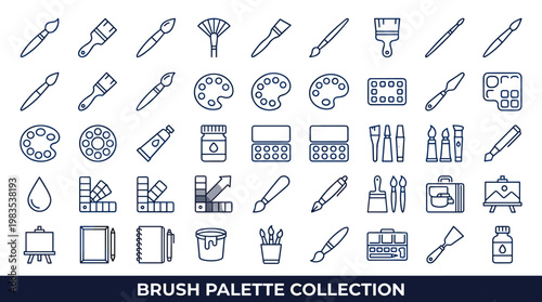 Collection of artistic tools and supplies for painting and drawing